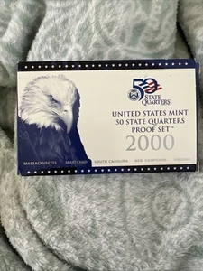 2000 -S United States Mint 50 State Quarters Proof Set 5 Coins White COA - Picture 1 of 4