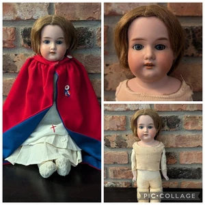 ANTIKE ARMAND MARSEILLE Puppe, Lederkörper 370 AM 4 / braune Haare blaue Augen - Bild 1 von 24