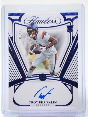 TROY FRANKLIN 2024 FLAWLESS SAPPHIRE GEM ROOKIE BRONCOS SSP RC AUTO /15 Q4274 - Image 1 of 2