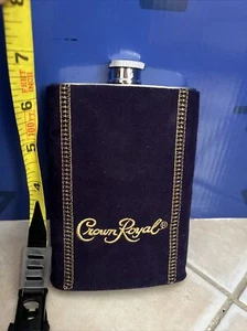 Crown Royal 8oz Stainless Steel Flask With Removable Purple Suede Cover Unused - Picture 1 of 8