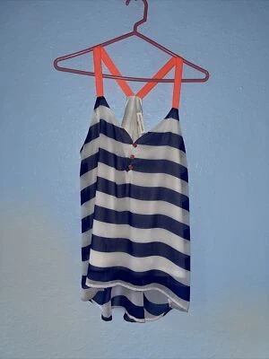 Regata feminina sem mangas listrada tomate com ciúmes tamanho P alta baixa - Imagem 1 de 4