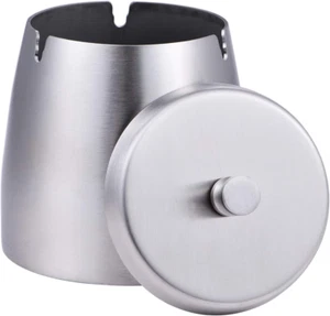 Ashtray with Lid for Cigarette, Stainless Steel Smokeless Odorless Windproof A - Picture 1 of 12