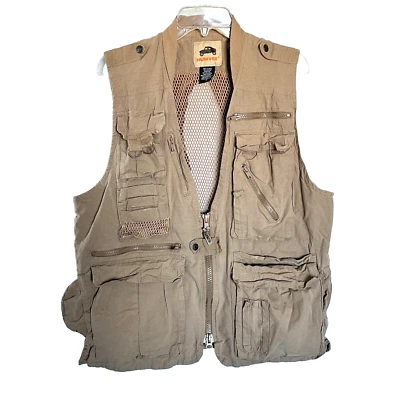 Humvee Vest Mens Medium Khaki Fishing Hunting Pockets Mesh Outdoors Tan Beige - Image 1 of 4