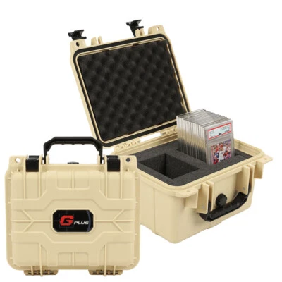 Waterproof Graded Card Storage Box Deep Travel Case Slab Holder&Protector Beige - Image 1 of 4