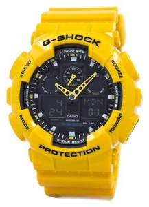 Casio G-Shock Gelb Velocity Indicator Alarm Timer GA-100A-9ADR 200M Herrenuhr