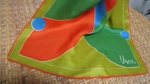 VINTAGE MCM ATOMIC ~VERA~ BRIGHT COLOR BLOCK GEOMETRIC 45" SCARF Show Stopping!! - Picture 1 of 8