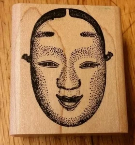 Asian Face Mask Rubber Good Stamps  Chinese Costume Far Eastern History  Vintage - Picture 1 of 4