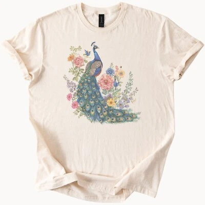Camiseta gráfica floral pavo real amante de los pájaros camisa regalo naturaleza Foto 1 de 4