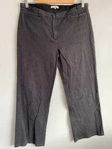 Laura Ashley Cotton Pants Womens Size 10 Black Pinstripe Straight Zip Pockets - Picture 1 of 20