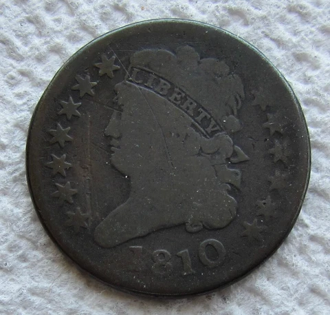 1810 1/2C Classic Head Half Cent Early Rare Key Date Chocolate Brown Scratched Cover