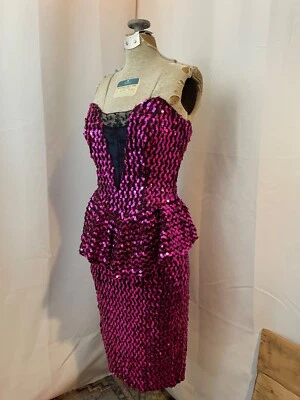 Lo último Vestido Rosa Lentejuelas Cóctel Fiesta Años 70 Glamour Negro Encaje Burlesque S Foto 1 de 4