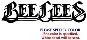 Adesivo decalcomania fustellata grafica BEE GEES metallo roccia auto camion barca finestra 8" - Foto 1 di 3