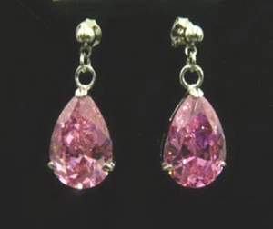 Nuevos Pendientes Colgantes Colgantes de Circonio Rosa Cúbico Circonio Gota Mujer 18KGP - Imagen 1 de 3
