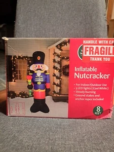 8 FT Christmas Inflatable Nutcracker Soldier Blow up with Build-in LED Lights... - Picture 1 of 3