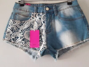South Beach Shorts Womens Size UK8 Short W27 Lace Pockets Denim New Tags - Bild 1 von 9