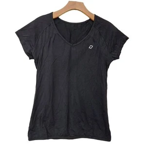 Lorna Jane Top Womens Medium Black Short Sleeve Athletic Gym Yoga Breathable - Picture 1 of 10