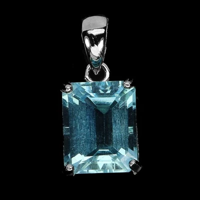 Colgante de plata de ley 925 octágono topacio azul cielo 10x8 mm joyas de piedras preciosas Foto 1 de 4