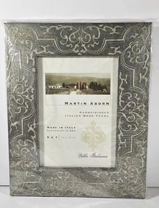 Marco de madera italiano acabado a mano MARTIN ABORN plateado 5 X 7 - Imagen 1 de 3