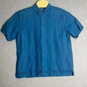Cubavera Men's Blue Button Down Short Sleeve Shirt Size Large - Picture 1 of 6