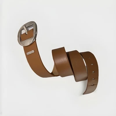 Cinturón ancho tostado Calvin Klein XL 40/44 hebilla plateada para mujer moderno minimalista elegante Foto 1 de 4