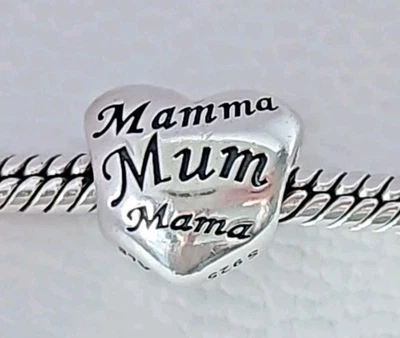 Genuine Pandora Bracelet Charm - Silver Mothers of the World Mum Heart S925 ALE  - Image 1 of 4
