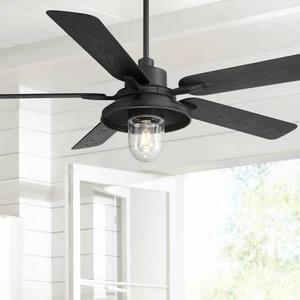 60" Casa Vieja Ridgeline Matte Black Barn LED Outdoor Ceiling Fan - Picture 1 of 8