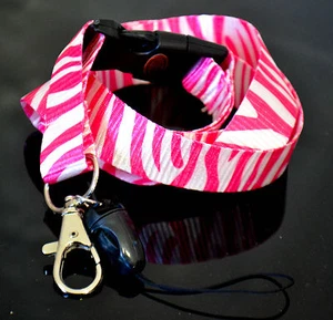 20" L PINK/WHITE  ZEBRA PRINT LANYARD CELLPHONE HOLDER & KEYCHAIN - Picture 1 of 1