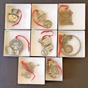 Lot of 8 PEWTER Christmas Ornaments Stafford County VA Collection - Picture 1 of 20