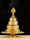 12'' Nepal Tibet copper gold buddhism eight auspicious symbols Mandala statue