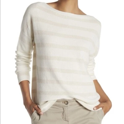 Suéter pulôver feminino Tommy Bahama Pickford listra lurex creme dourado médio - Imagem 1 de 4
