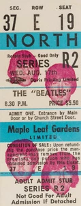 THE BEATLES Maple Leaf Gardens, Toronto 1965 Complete Concert Ticket - reprint - Picture 1 of 1