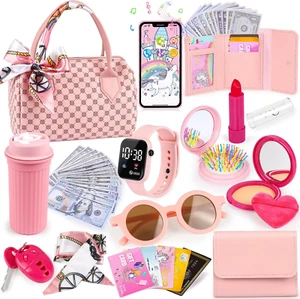 Play Purse for Little Girls, 32PCS Toddler Purse with Pretend Makeup for Kids, P - Picture 1 of 12