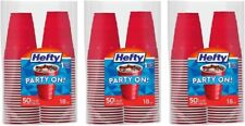 Hefty Party On Disposable Plastic Cups, Red, 18 Ounce, 50 Count (Pack of 3), 150