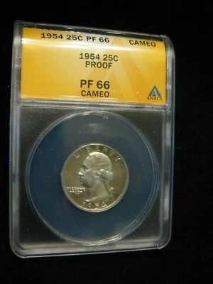 1954 Proof Washington Quarter ANACS Certified PR 66 CAM Cameo - Image 1 of 4