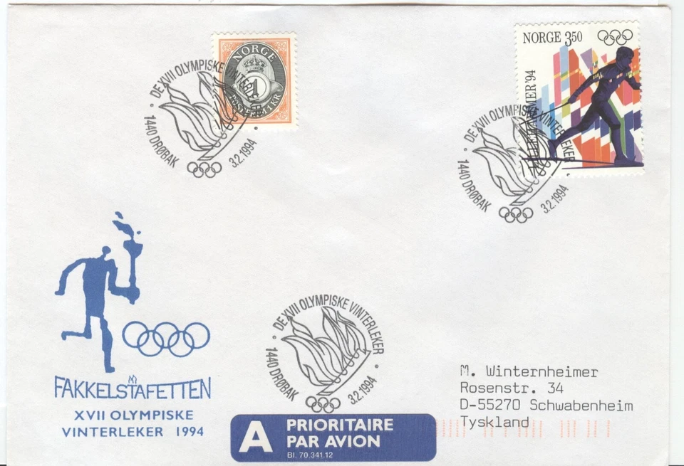 Norway Olympic Games Lillehammer 1994 Torchrelay Drobak 3.2.1994 - Image 1 of 1