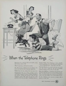 1949 de colección sistema telefónico campana anuncio impreso. Cuando suena el teléfono - Imagen 1 de 1