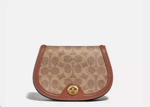Neu mit Etikett Coach Signature Saddle Gürteltasche Kette Umhängetasche hellbraun/rost/messing - Bild 1 von 11