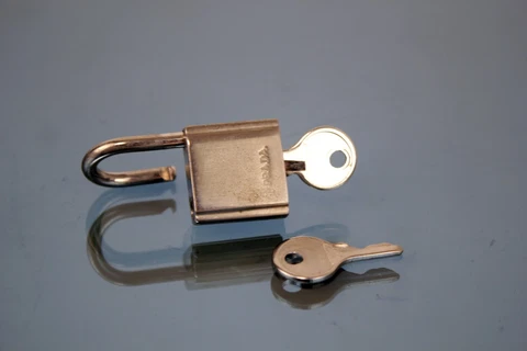Auth PRADA Silver Brass Metal Padlock Bag Accessories Bag Charm W/2 Keys Used Cover