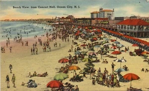 Ocean City, N.J. - "Beach View from Concert Hall" - Postmarked 1949 - Picture 1 of 2