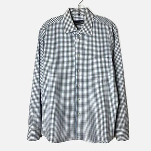 Geoffrey Beene Men’s Dress Shirt 34/35 Checked Blue Gray Button Up Classic - Picture 1 of 7