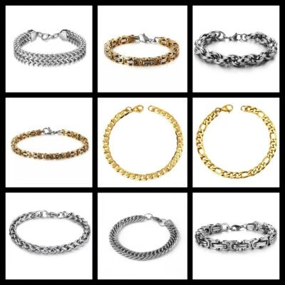 Restposten Schmuck 10 Stk Edelstahl 316 Armbänder im Mix Herren Armbänder Neu - Bild 1 von 4