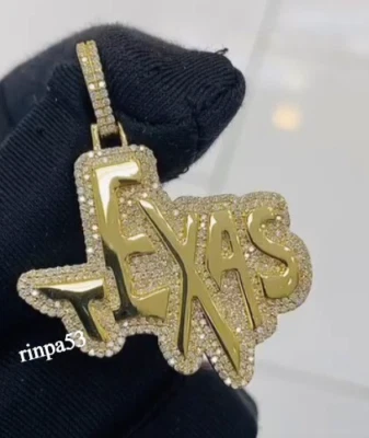 Colgante para mujer Texas Initial Letter D/VVS Tester Passing Moissanite real 925 SS Foto 1 de 4