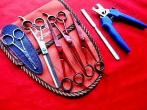 5 x Pet Dog Grooming 7.5" Scissors,Thinning,Downward,Upward Curved+Nail Cutter - Picture 1 of 12
