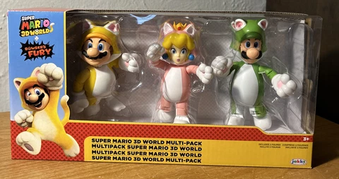 Super Mario 3D World Bowser's Fury Multi-Pack Toy Cat Mario Peach Luigi Figures Cover