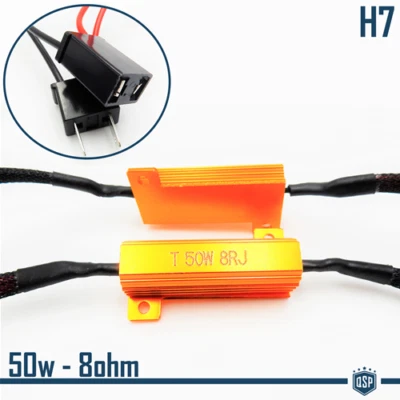 QSPC X2 Filtri RESISTENZE Corazzate CANBUS 50W-8 OHM per Lampade Led H7 SPEGNI SPIA