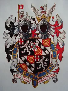 The Heraldic Arms of SIR WINSTON CHURCH Knight of the Garter Originaldruck 1954 - Bild 1 von 4