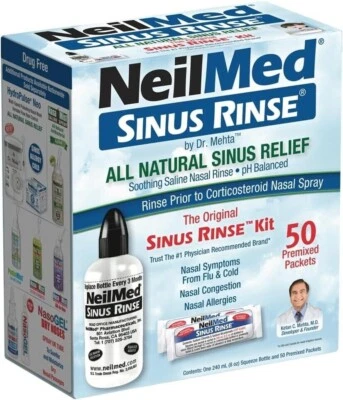 NeilMed Sinus Rinse Original Kit Sinus Treatment, Preservative Free 50 Sachet
