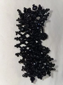 Wide Beaded Bracelet With Intricate Design Black Beads - Picture 1 of 3