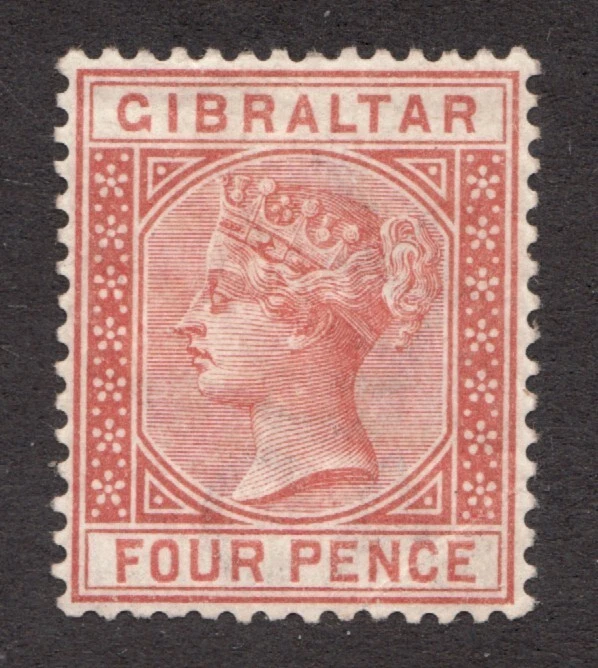 1886-98 Gibraltar Sc# 16 - Four Pence - Queen Victoria - MH HH Cv$90 - Image 1 of 1
