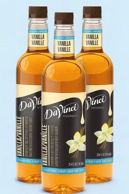 PACK DE 3 jarabe de vainilla sin azúcar DaVinci Gourmet, 25,4 oz CADA UNO (PAQUETE) Foto 1 de 4